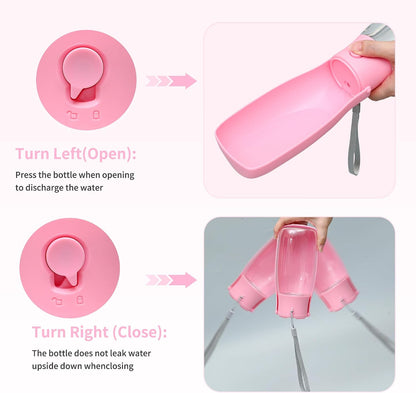 Portable Dog Water Bottle 19oz Pink