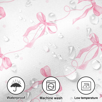 Pink Bow Shower Curtain for Bathroom Decor, Teen Girls Theme, 72x72In