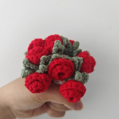 Crochet Flower Bouquet Blanket Coasters, Cute Crochet Rose, Fun Soft Decorative Coasters, for Office or Home (Pink)