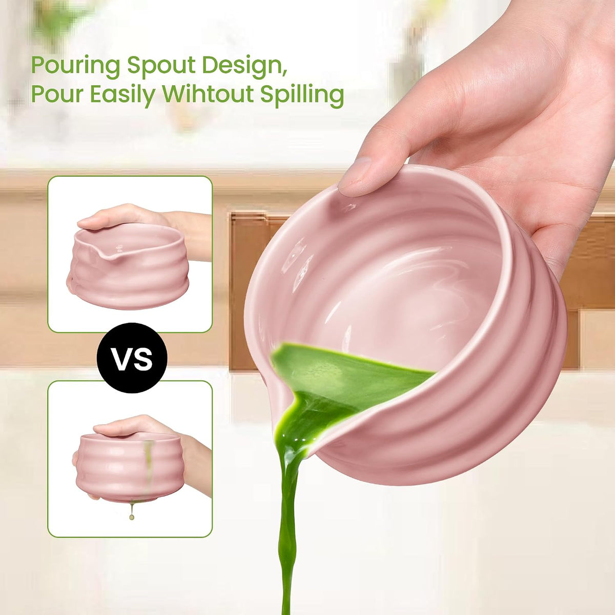 Matcha Whisk Set and Bowl, Matcha Making Kit Whisk, Bowl With Spout, Sifter, Ceramic Whisk Holder, Spoon Japanese Tea Powder Starter Tools For Ceremony Gift (Pink, 9 Pack)