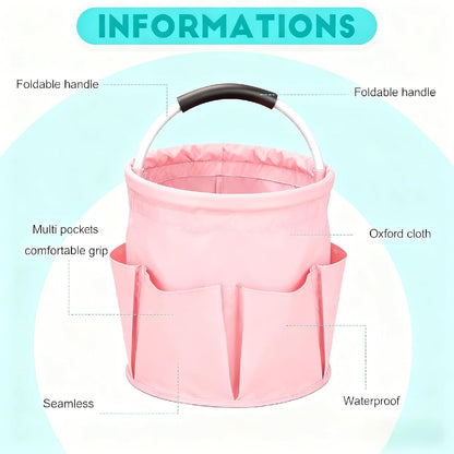 Cleaning Caddy for Cleaning Supplies,17L Cleaning Supply Caddy with Handle Foldable Cleaning Supplies Organizer Bucket Cleaning Products Organizers for Home, Garden (Light Pink)