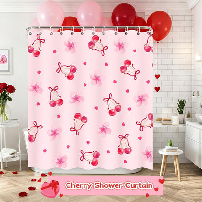 Cherry Shower Curtain, Pink Shower Curtain