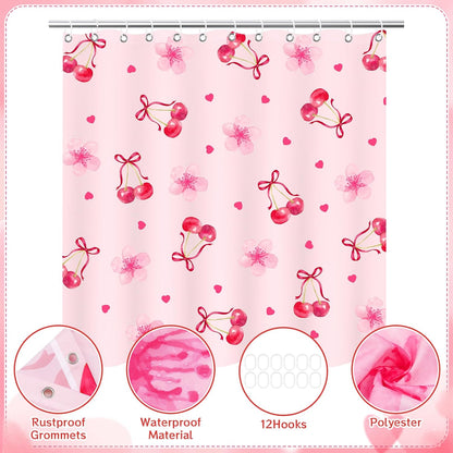 Cherry Shower Curtain, Pink Shower Curtain