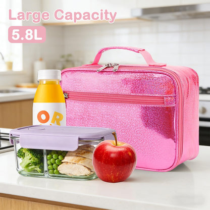 Kids Lunch box Insulated Soft Bag Mini Cooler Back to School Thermal Meal Tote Kit for Girls, Boys,Pink