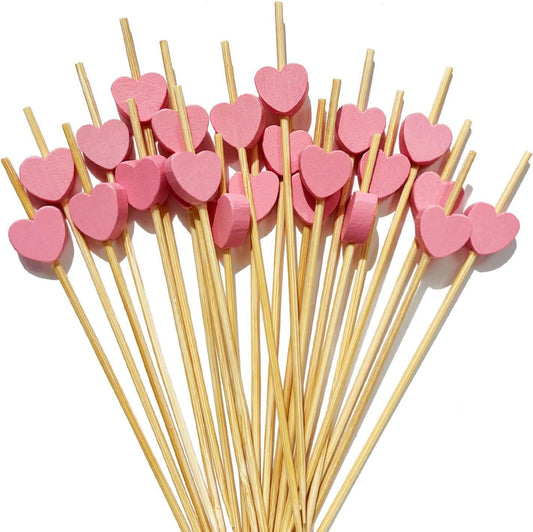 100 PCS Pink Heart Cocktail Picks Fancy Toothpicks for Appetizers