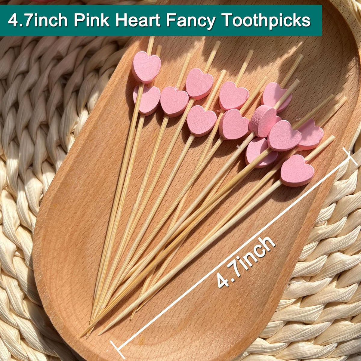 100 PCS Pink Heart Cocktail Picks Fancy Toothpicks for Appetizers