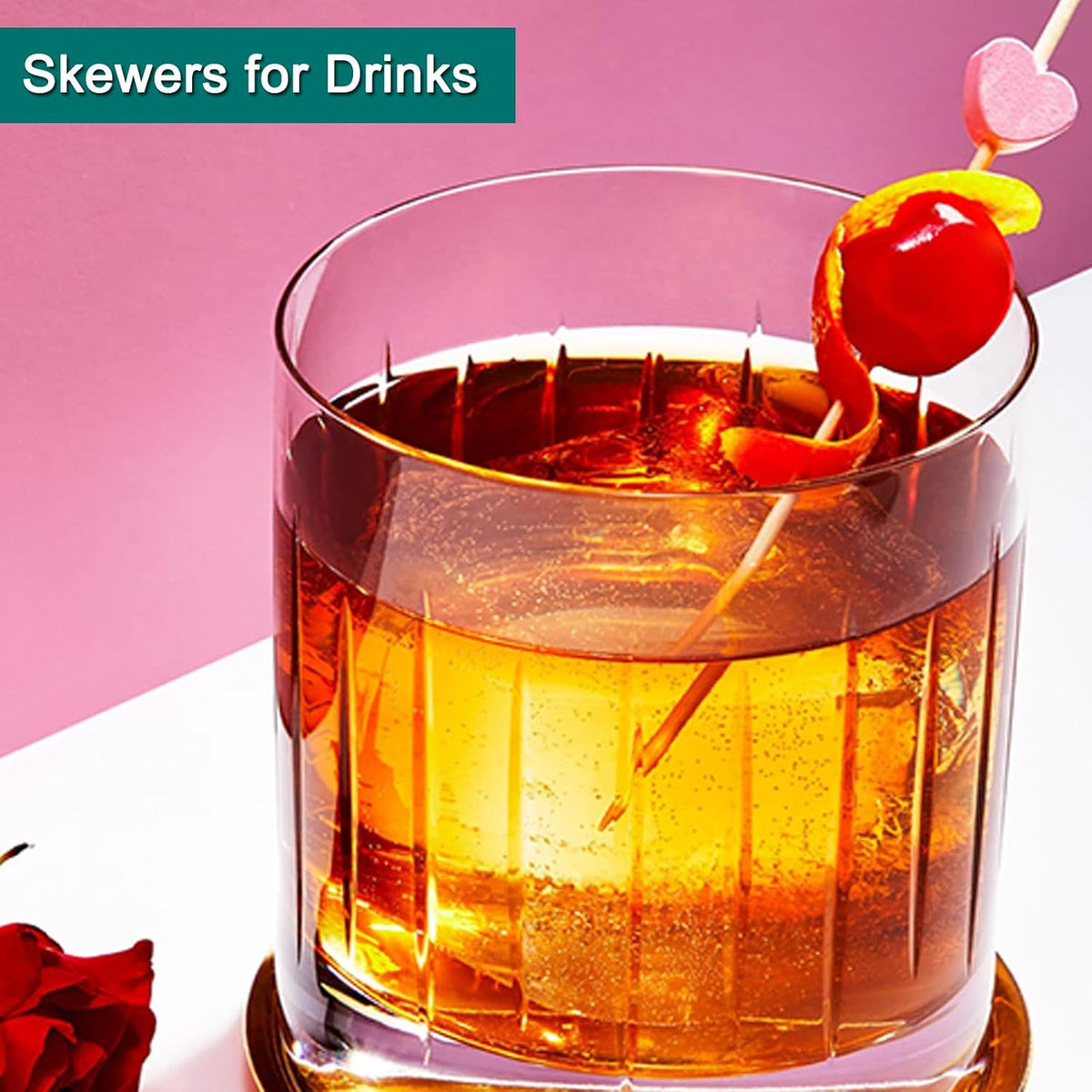 100 PCS Pink Heart Cocktail Picks Fancy Toothpicks for Appetizers
