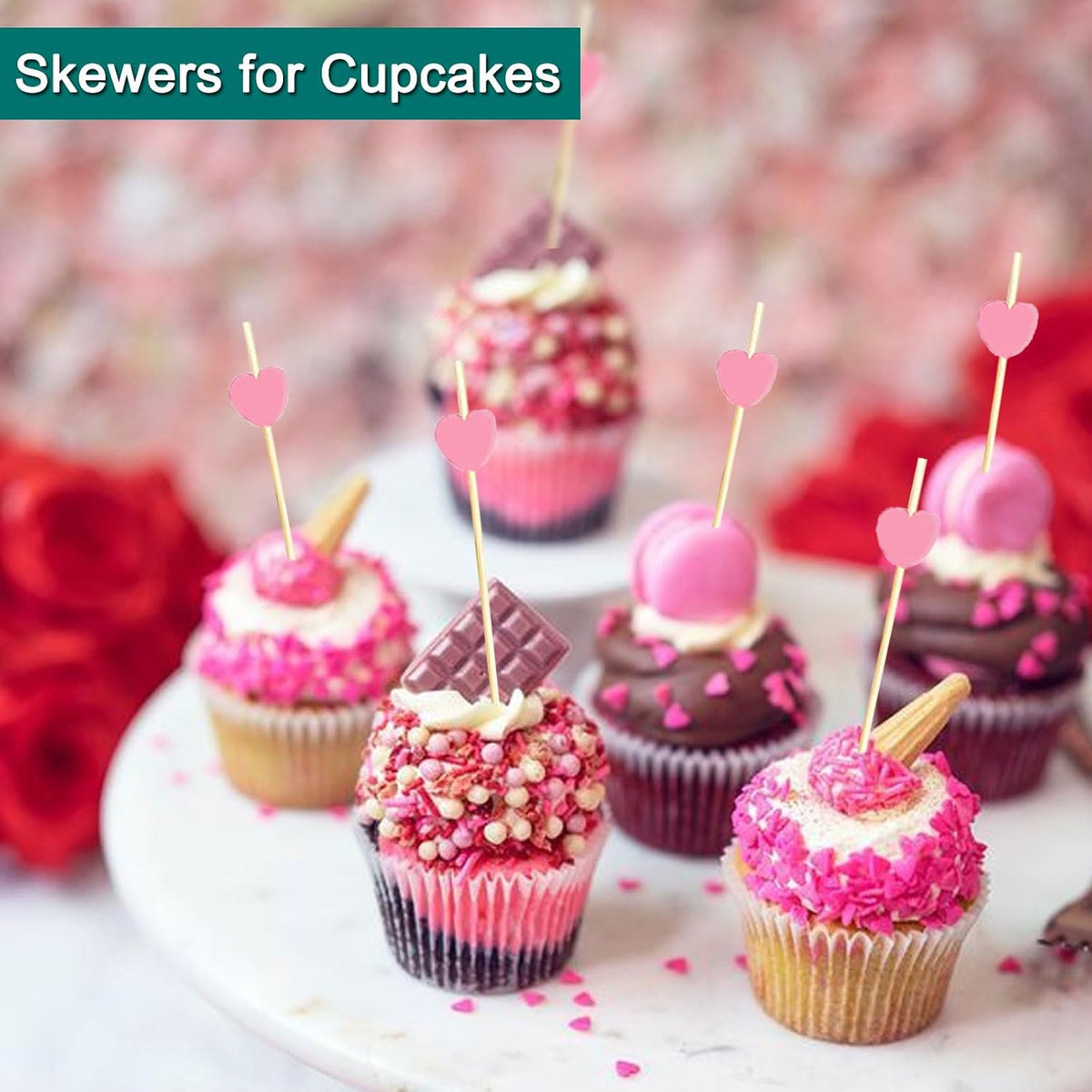 100 PCS Pink Heart Cocktail Picks Fancy Toothpicks for Appetizers