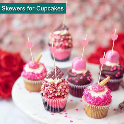 100 PCS Pink Heart Cocktail Picks Fancy Toothpicks for Appetizers