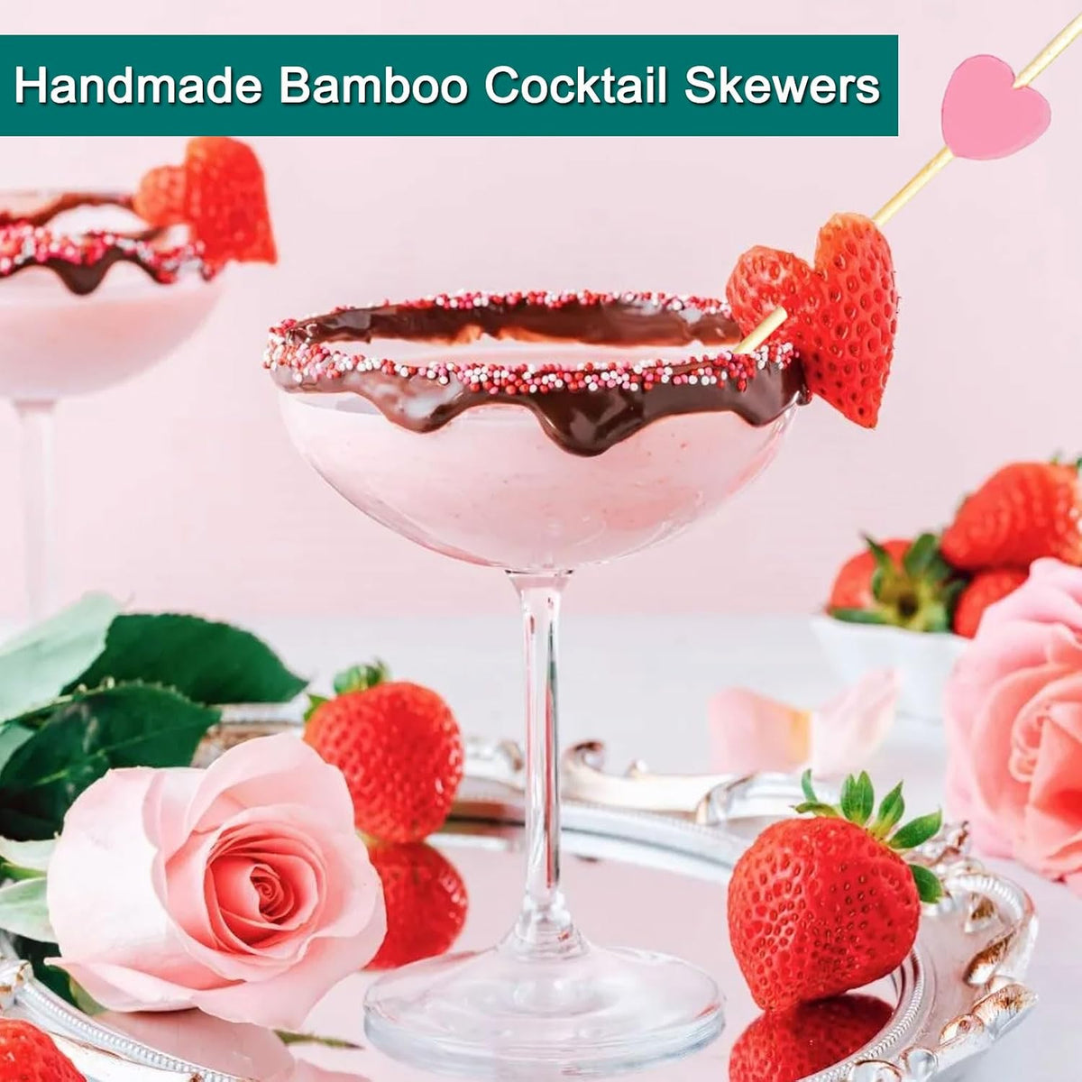 100 PCS Pink Heart Cocktail Picks Fancy Toothpicks for Appetizers