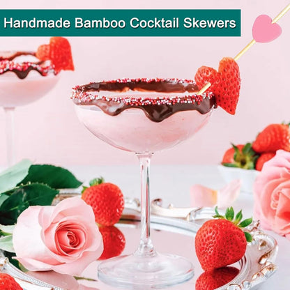100 PCS Pink Heart Cocktail Picks Fancy Toothpicks for Appetizers