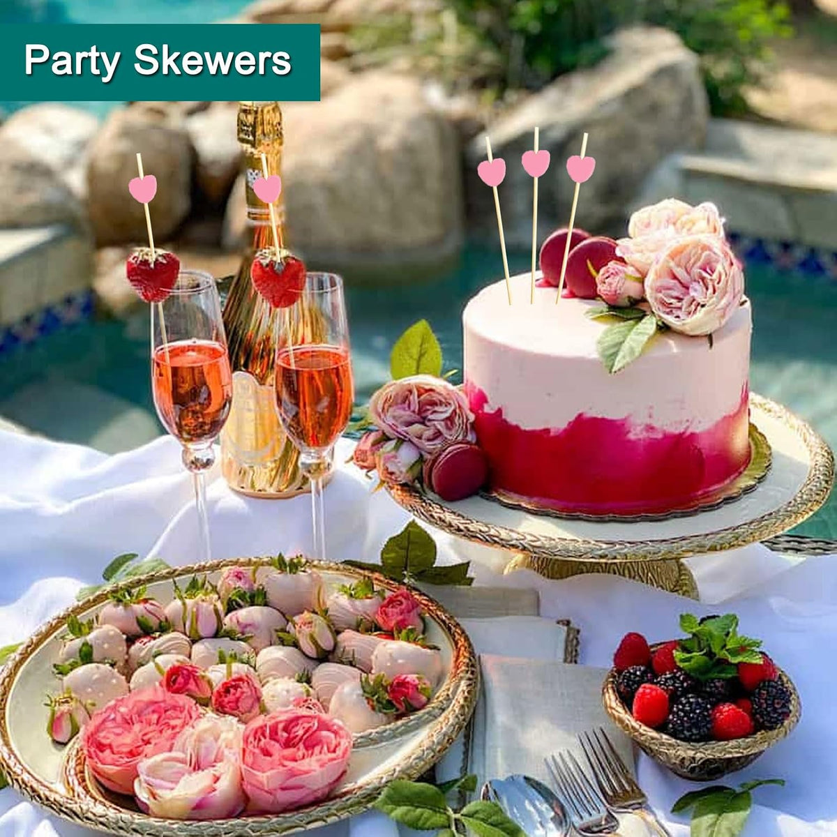 100 PCS Pink Heart Cocktail Picks Fancy Toothpicks for Appetizers