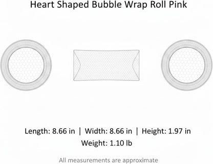 Pink Heart Bubble Wrap Roll for Gift Wrapping & Shipping Cushioning - Decorative Packaging