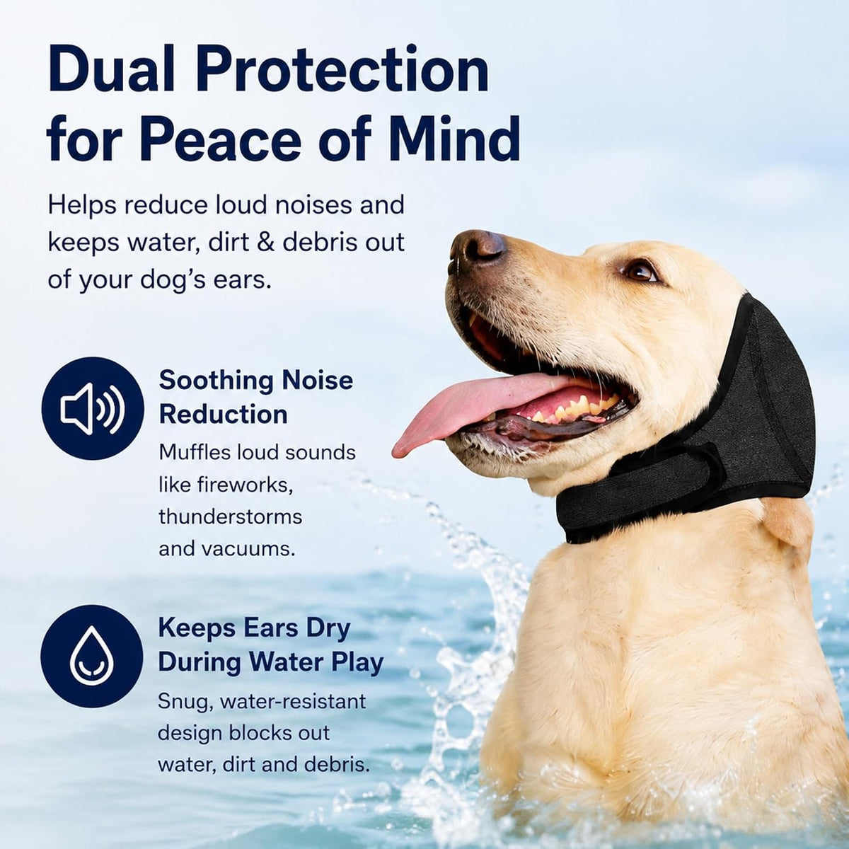 Noise-Cancelling Ear Wrap for Dogs – Calming Pet Ear Muffs for Thunder, Fireworks, and Bathing – Quiet, Adjustable, and Water-Resistant for Noise Reduction and Swimming (Pink, Small)