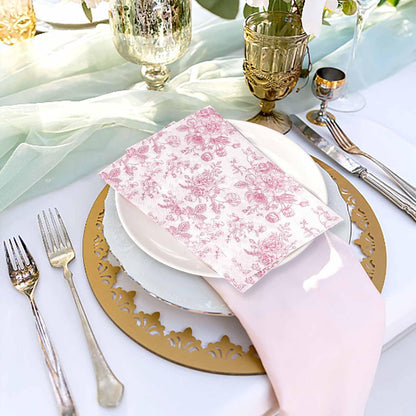 100 Pcs Pink Floral Dinner Napkins 3-Ply Flower Paper Napkins Disposable Guest Hand Towels for Bathroom Dinner Wedding Baby Shower Party Floral Guest Bathroom Napkins