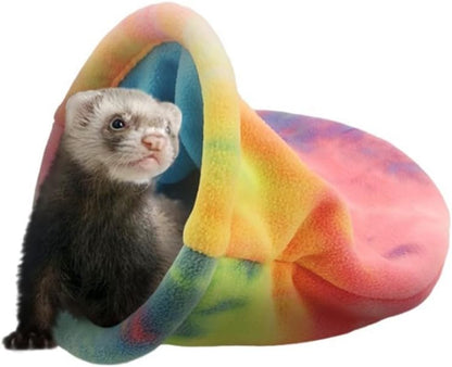 Ferrets Snuggle Sack Soft Fleece Hideout Cozy Cave Hamster Sleeping Bag for Small Animal Guinea Pig Rabbit Bunny Chinchillas Rat Squirrel Hedgehog Fast Drying Absorbent Towel Bag (Pink,L)