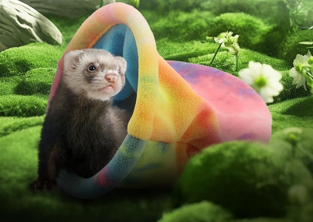 Ferrets Snuggle Sack Soft Fleece Hideout Cozy Cave Hamster Sleeping Bag for Small Animal Guinea Pig Rabbit Bunny Chinchillas Rat Squirrel Hedgehog Fast Drying Absorbent Towel Bag (Pink,L)