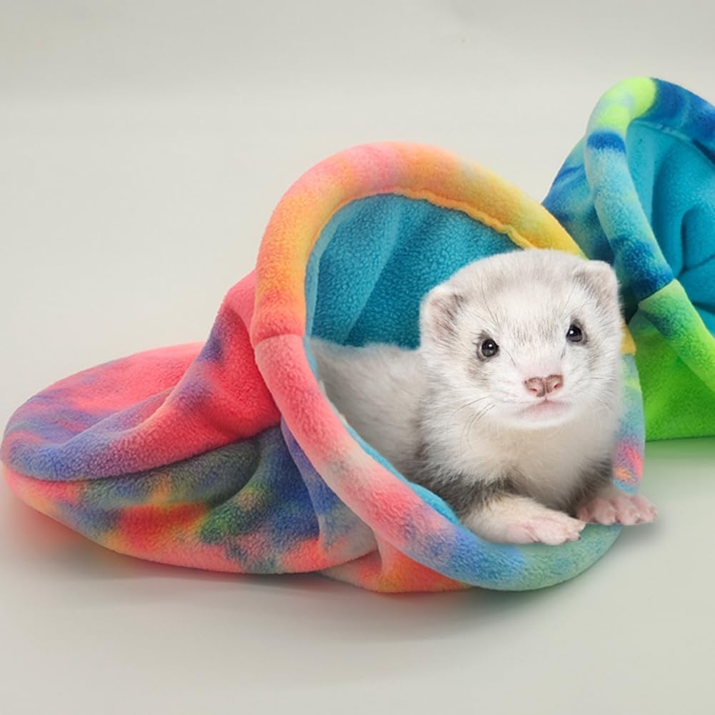 Ferrets Snuggle Sack Soft Fleece Hideout Cozy Cave Hamster Sleeping Bag for Small Animal Guinea Pig Rabbit Bunny Chinchillas Rat Squirrel Hedgehog Fast Drying Absorbent Towel Bag (Pink,L)