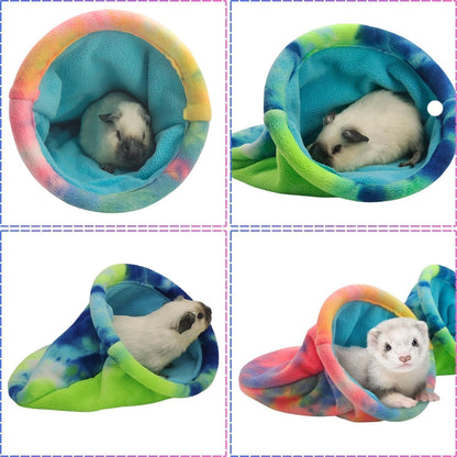 Ferrets Snuggle Sack Soft Fleece Hideout Cozy Cave Hamster Sleeping Bag for Small Animal Guinea Pig Rabbit Bunny Chinchillas Rat Squirrel Hedgehog Fast Drying Absorbent Towel Bag (Pink,L)