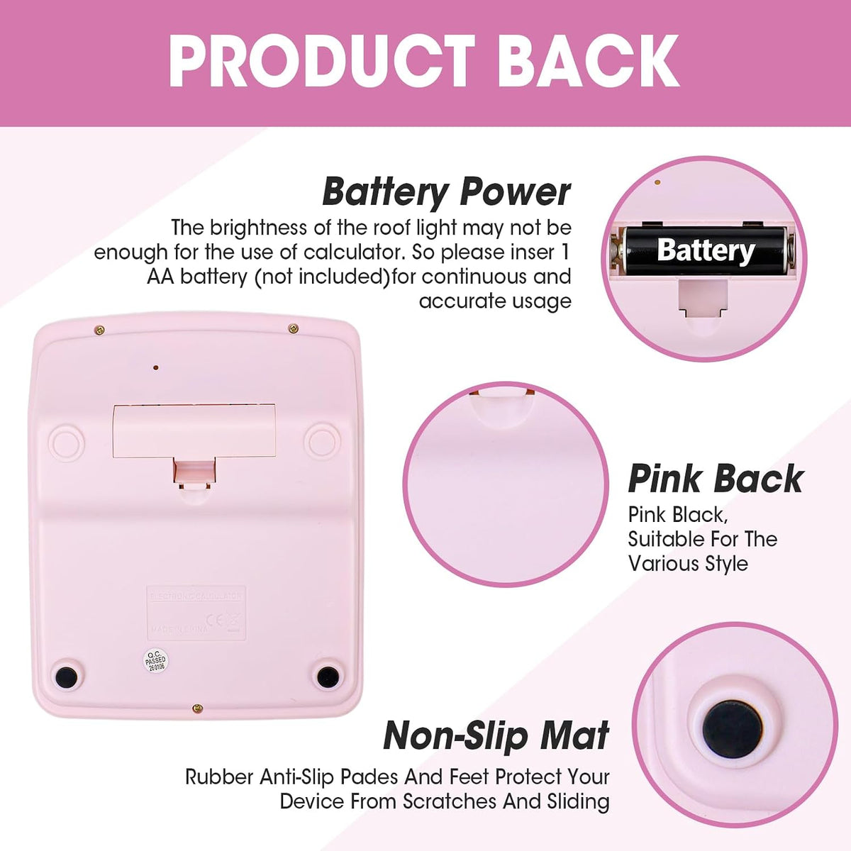 2 Pack Calculator, Pink Calculators Desktop 12 Digits with Large LCD Display and Sensitive Butto, Solar and Battery Dual Power, Desk Calculator