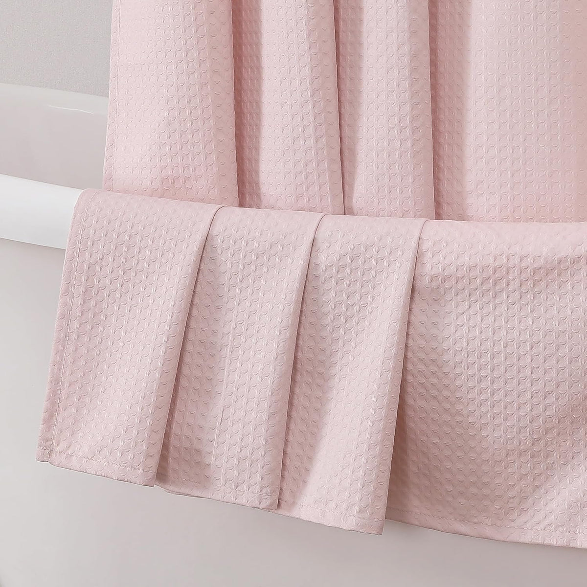 Pink Shower Curtains for Bathroom，Dot Like Embossed Textured Waterproof Soft Polyester Cloth Shower Curtain，Hotel Spa Machine Washable，72Wx72L