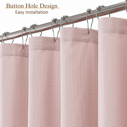 Pink Shower Curtains for Bathroom，Dot Like Embossed Textured Waterproof Soft Polyester Cloth Shower Curtain，Hotel Spa Machine Washable，72Wx72L