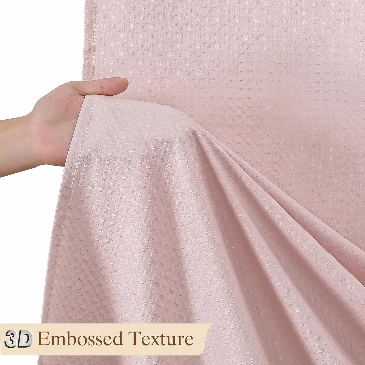 Pink Shower Curtains for Bathroom，Dot Like Embossed Textured Waterproof Soft Polyester Cloth Shower Curtain，Hotel Spa Machine Washable，72Wx72L
