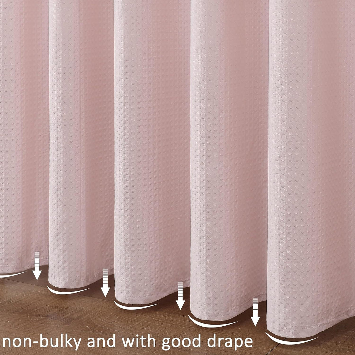 Pink Shower Curtains for Bathroom，Dot Like Embossed Textured Waterproof Soft Polyester Cloth Shower Curtain，Hotel Spa Machine Washable，72Wx72L