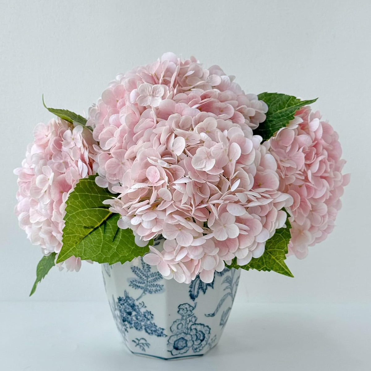 3 Pcs Real Touch Pink Hydrangea Artificial Flowers 21 inch Large Lifelike Light Latex Faux Hydrangea, Fake Flowers for Home Decoration Bridal Bouquet Wedding Decor
