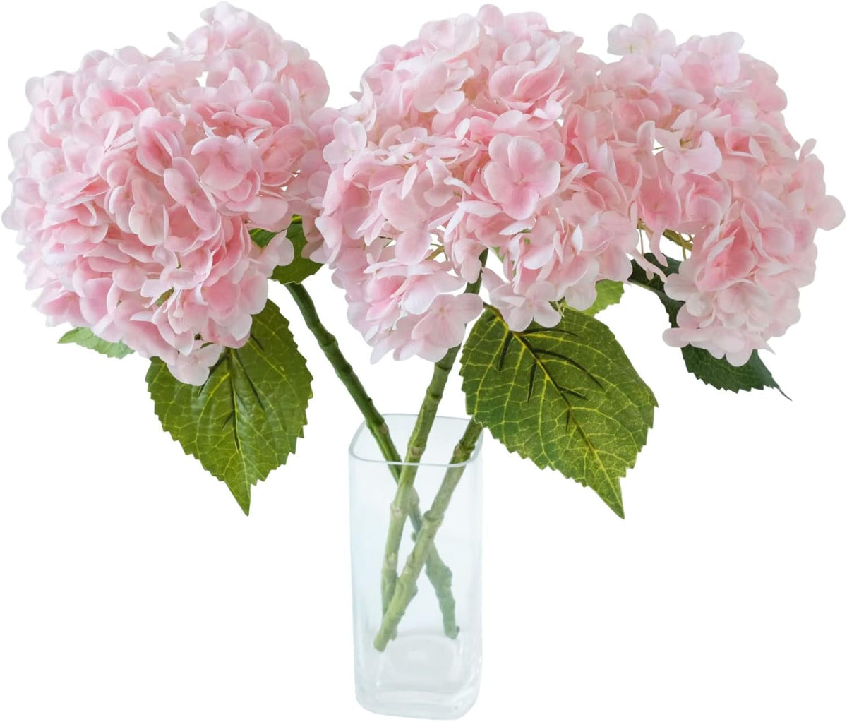 3 Pcs Real Touch Pink Hydrangea Artificial Flowers 21 inch Large Lifelike Light Latex Faux Hydrangea, Fake Flowers for Home Decoration Bridal Bouquet Wedding Decor