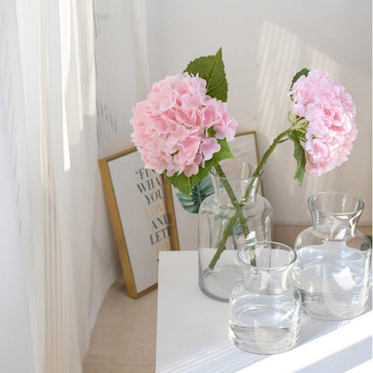 3 Pcs Real Touch Pink Hydrangea Artificial Flowers 21 inch Large Lifelike Light Latex Faux Hydrangea, Fake Flowers for Home Decoration Bridal Bouquet Wedding Decor