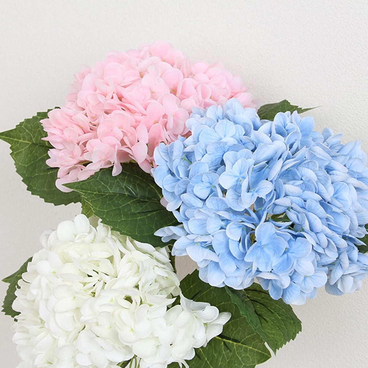 3 Pcs Real Touch Pink Hydrangea Artificial Flowers 21 inch Large Lifelike Light Latex Faux Hydrangea, Fake Flowers for Home Decoration Bridal Bouquet Wedding Decor