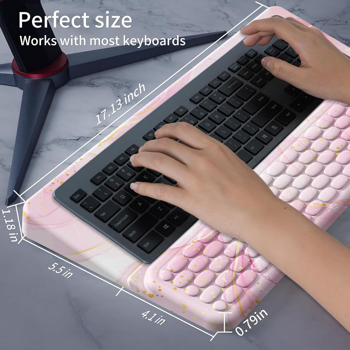 Keyboard Stand for Desktop, Keyboards Wrist Rest, Ergonomic Keyboards Holder for Easy Typing Working, Wrist pad for Keyboards with Comfortable Wrist Rest for Keyboard Pink