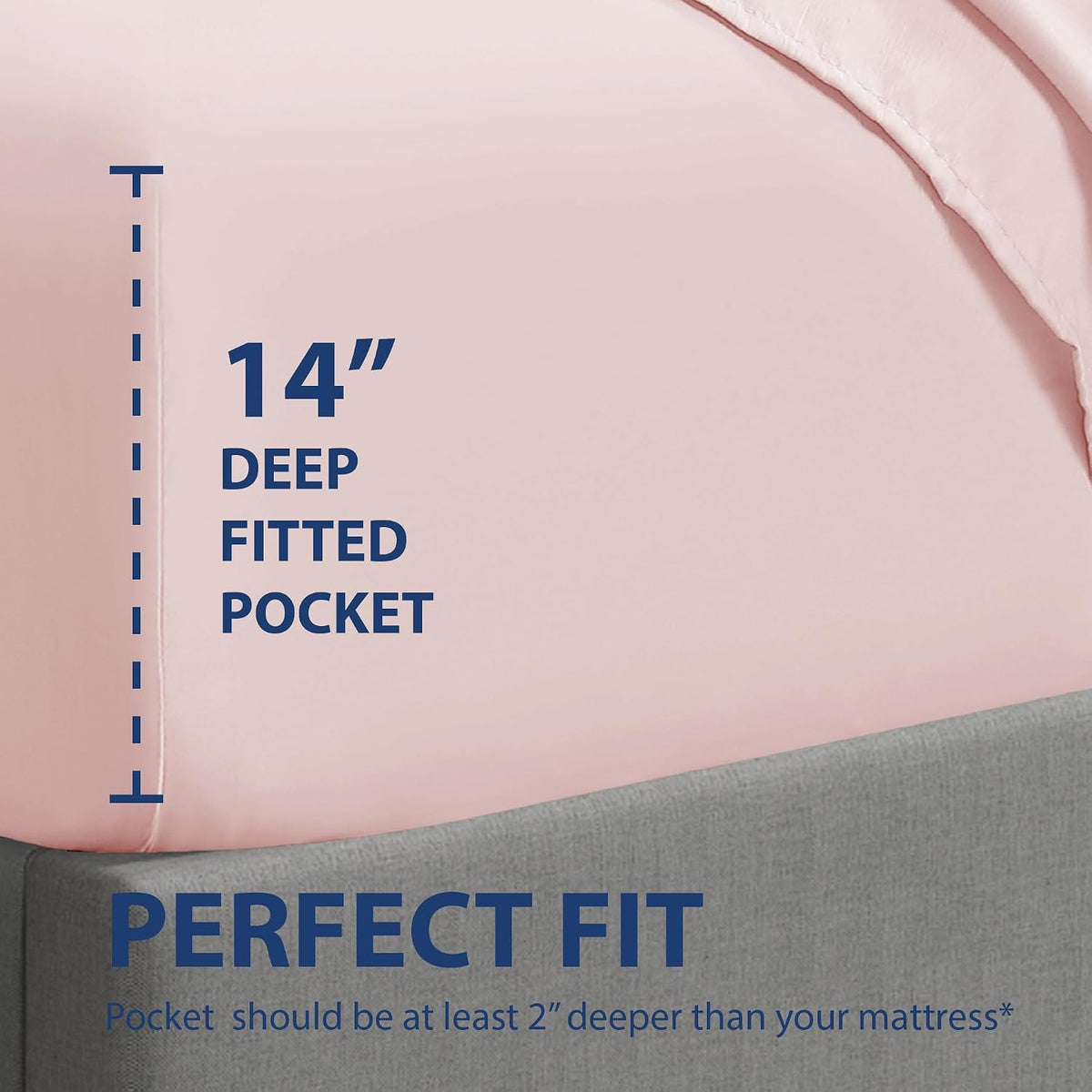 Twin Fitted Sheet Only, 14" Deep Pocket, Blush