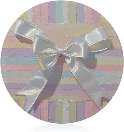Light Pink Bow Tie Tempered Glass Cutting Board, Decorative Glass Chopping Board for Kitchen Counter Protector, Heat & Shatter Resistant Cutting Boards & Serving Tray, 8" X 8"