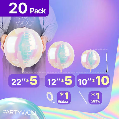 Iridescent Foil Balloons 20pcs Large Round Giant Jumbo 4D Balloons