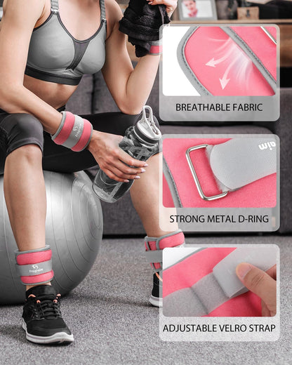 Ankle Weights, 1/2/3/4/6/8/10 LB 1 Pair Wrist Leg Arm Weight for Women, Men