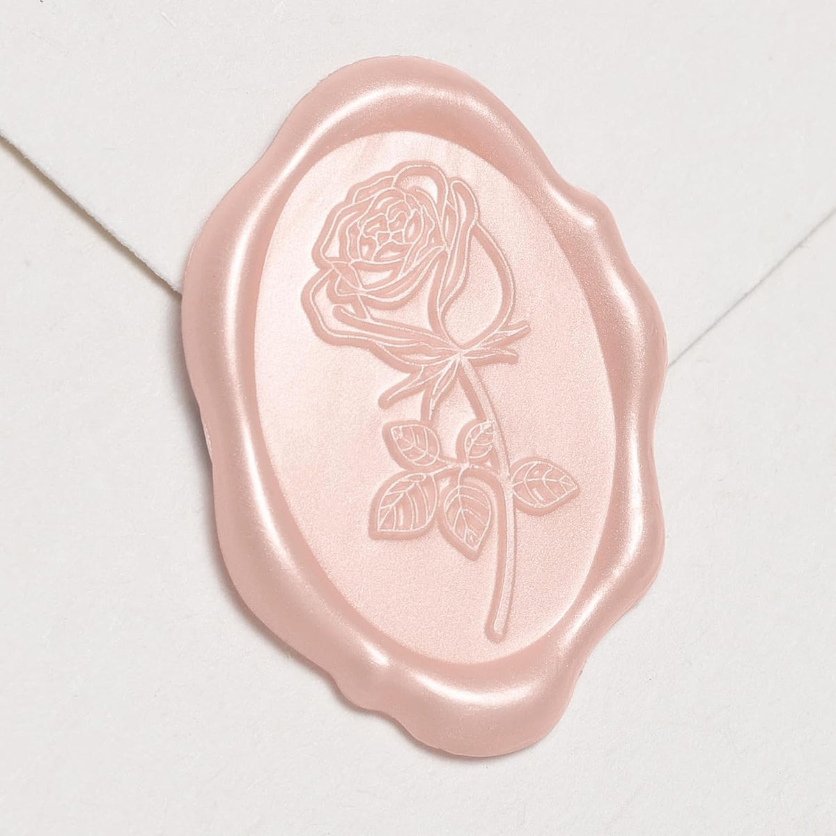 Wax Seal Stickers - Rose Oval Wedding Invitation Envelope Seal Sticker, 50 Pcs Floral Self- Adhesive Pearl Pink Stickers, Perfect for Invitation, Christmas, Gift Wrapping, Party