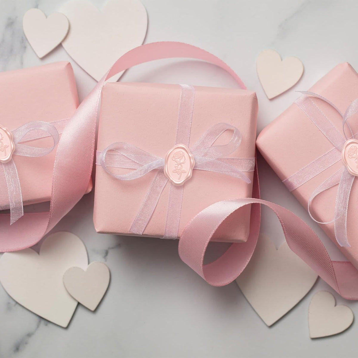 Wax Seal Stickers - Rose Oval Wedding Invitation Envelope Seal Sticker, 50 Pcs Floral Self- Adhesive Pearl Pink Stickers, Perfect for Invitation, Christmas, Gift Wrapping, Party