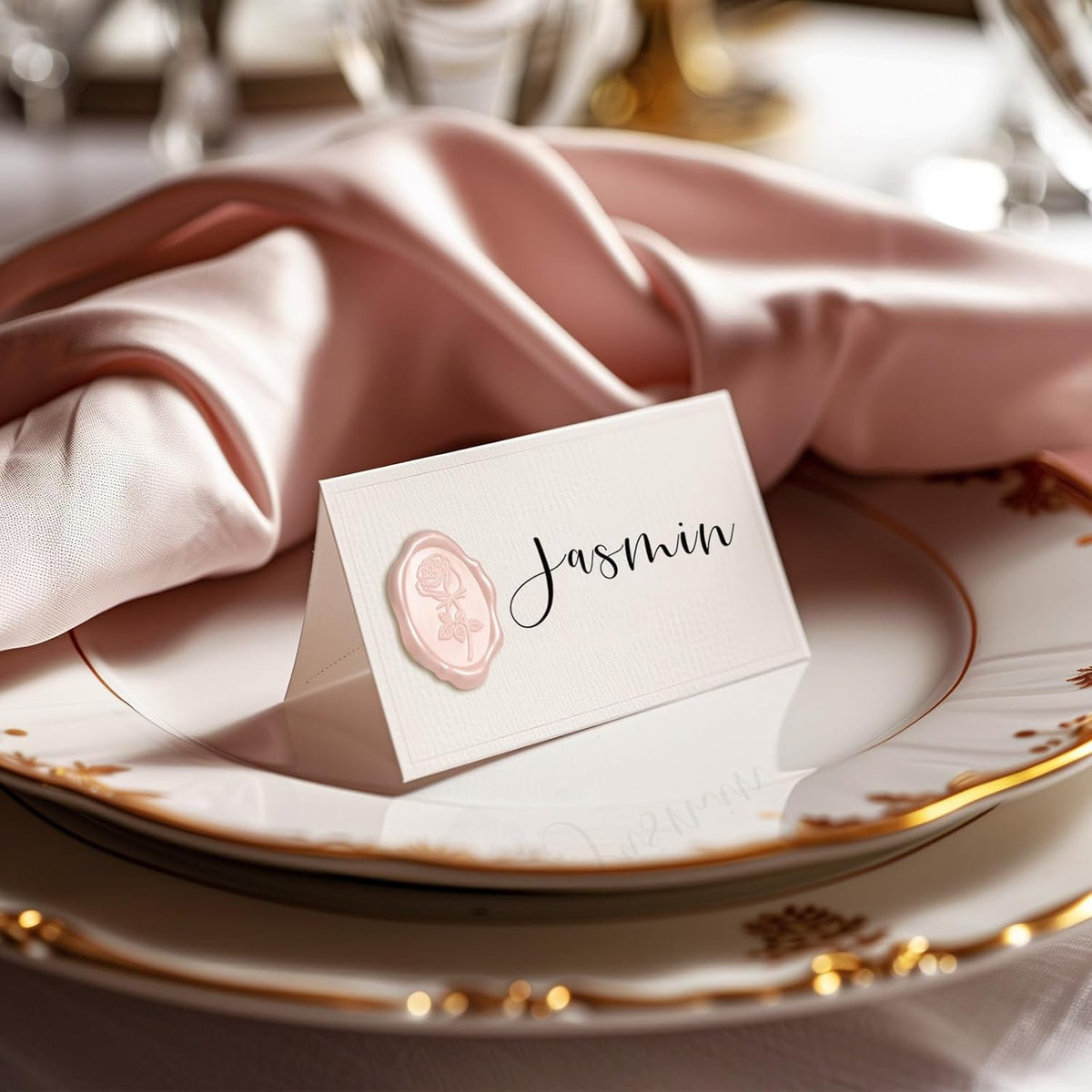 Wax Seal Stickers - Rose Oval Wedding Invitation Envelope Seal Sticker, 50 Pcs Floral Self- Adhesive Pearl Pink Stickers, Perfect for Invitation, Christmas, Gift Wrapping, Party