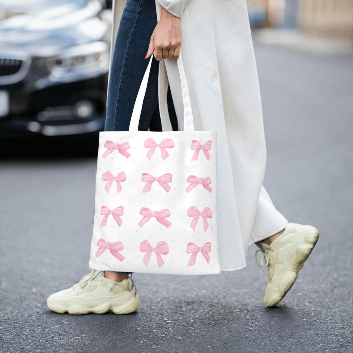 Canvas Tote Bag For Women Large Capacity Shoulder Bag For Grocery Shopping With Zipper Inner Pockets