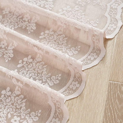 Pink Lace Valance Curtains for Windows Country Sheer Lace Curtains for Living Room Bedroom, Bathroom Macrame Valance Rod Pocket 52 W x 18 L Inch 1 Panel