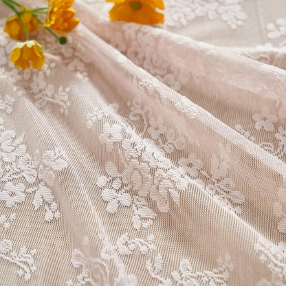 Pink Lace Valance Curtains for Windows Country Sheer Lace Curtains for Living Room Bedroom, Bathroom Macrame Valance Rod Pocket 52 W x 18 L Inch 1 Panel