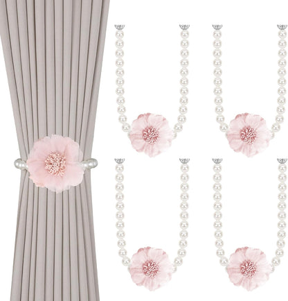 Pearl Magnetic Curtain Tiebacks, Curtain Holdbacks, 4 Pack, Pink