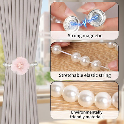 Pearl Magnetic Curtain Tiebacks, Curtain Holdbacks, 4 Pack, Pink
