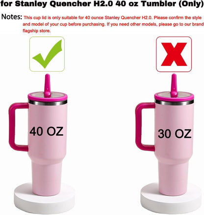 2 Pack Stanley Leak Proof Lid, with Flip Straw Lid, Stanley Cup Accessories, Stanley Lids Replacement for Stanley Quencher H2.0 40 oz Tumbler (Only), BPA Free (Peach Color)