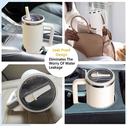 2 Pack Stanley Leak Proof Lid, with Flip Straw Lid, Stanley Cup Accessories, Stanley Lids Replacement for Stanley Quencher H2.0 40 oz Tumbler (Only), BPA Free (Peach Color)