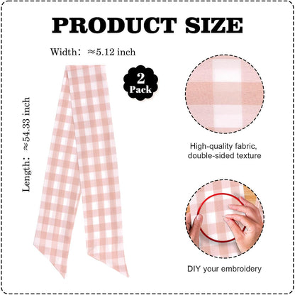 Peach Wreath Sash 2 Pack for Front Door, Spring Easter Baby Shower Gingham Buffalo Check Plaid Ribbon Bows, 5.12" x 54" Each Wedding Decor