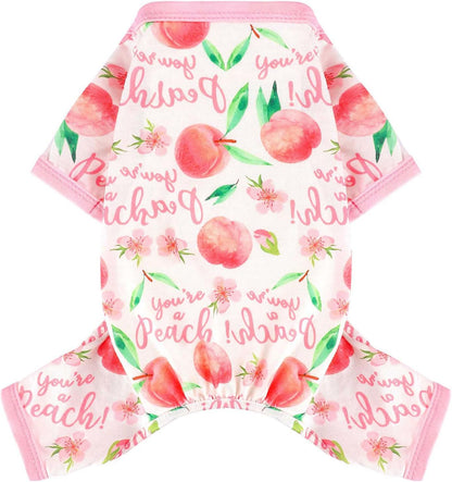 Dog Pajamas Pjs Spring Summer Dog Clothes for Small Dogs Girl Boy, Soft Stretchy Tiny Chihuahua Yorkie Puppy Clothes Doggie Onesies Cat Pet Jammies Outfit, Pink Peach, L