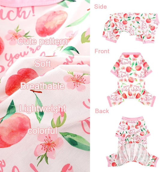 Dog Pajamas Pjs Spring Summer Dog Clothes for Small Dogs Girl Boy, Soft Stretchy Tiny Chihuahua Yorkie Puppy Clothes Doggie Onesies Cat Pet Jammies Outfit, Pink Peach, L